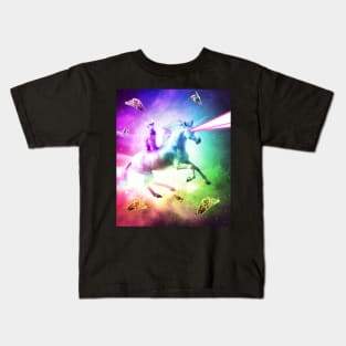 Space Cat Riding Unicorn - Laser, Tacos And Rainbow Kids T-Shirt